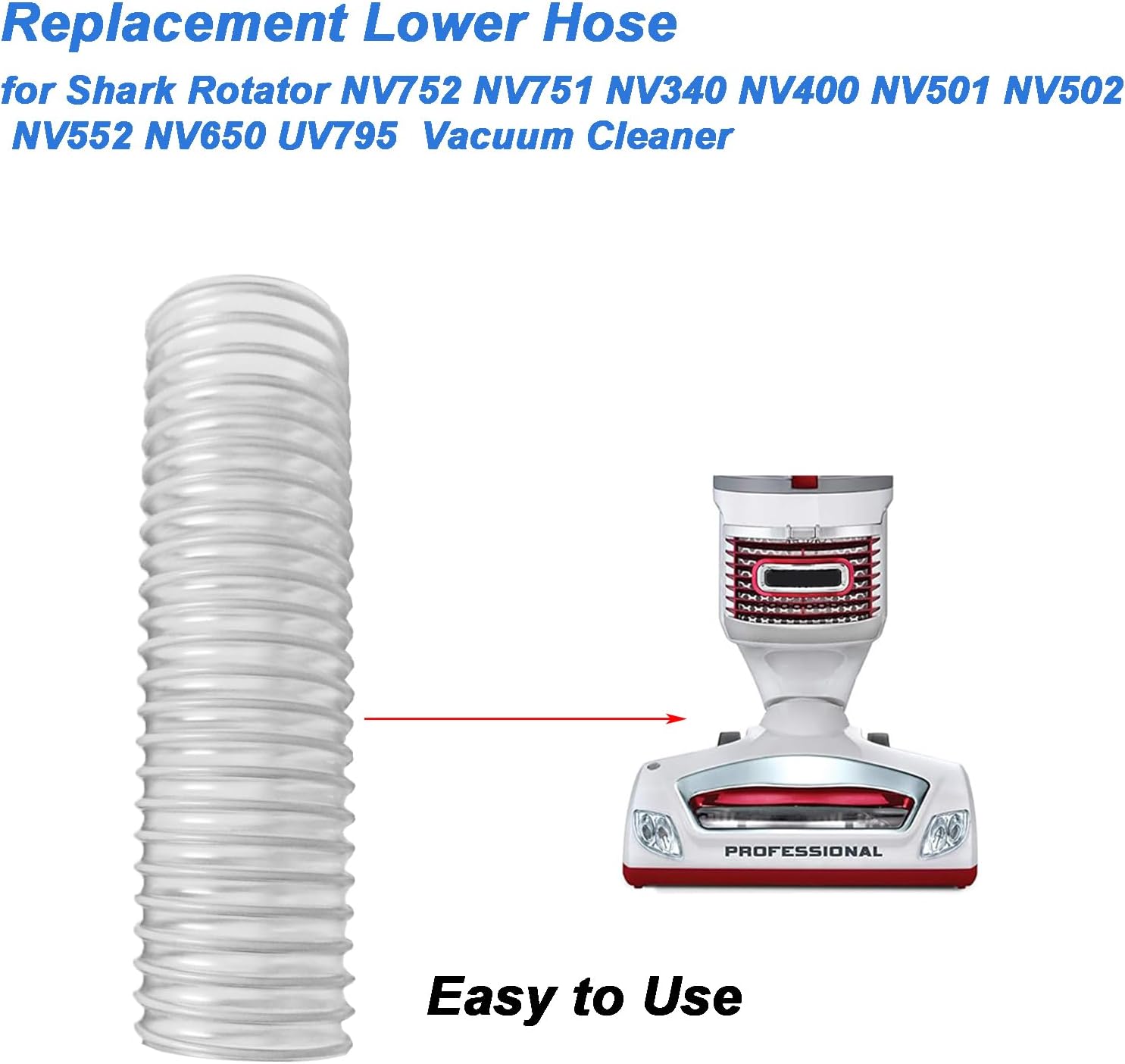 Replacement Lower Nozzle Hose for Shark Rotator NV752 NV751 NV340 NV400 NV501 NV502 NV552 NV650 UV795 Vacuum Cleaner Floor Lower Nozzle Hose Replacements Parts 7