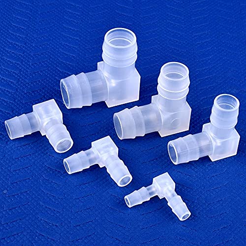Plastic 1/4” Hose ID 90 Degree Elbow Barb Fitting, 6 Pcs Equal Barbed Joint Splicer Mender Adapter Union Adapter for Boat Aquarium - Image 5