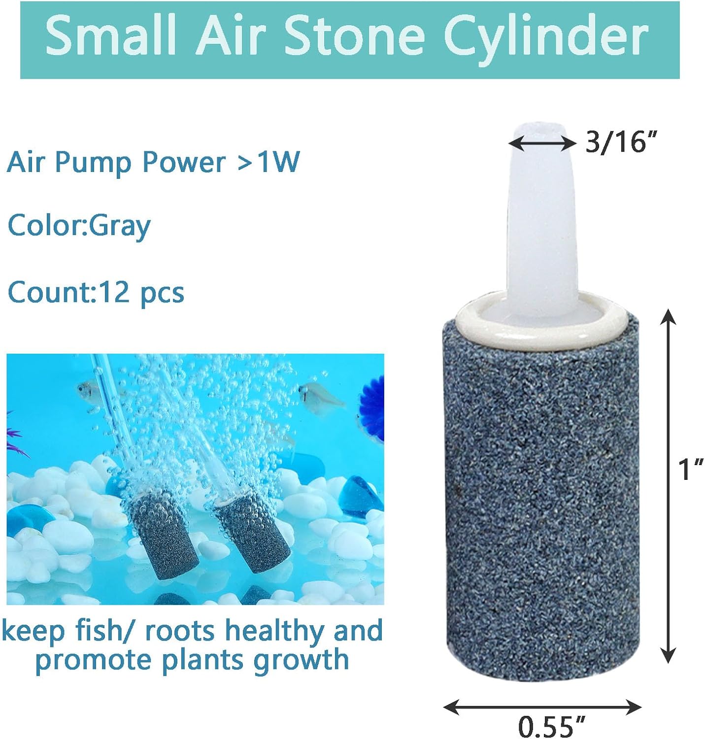 Aquarium Air Stones 1 inch 12 Pack, Bubble Stone, Aerator Bubble Differ, Air Pump Accessories for Aquariums, Fish Tanks, and Hydroponics - Image 4