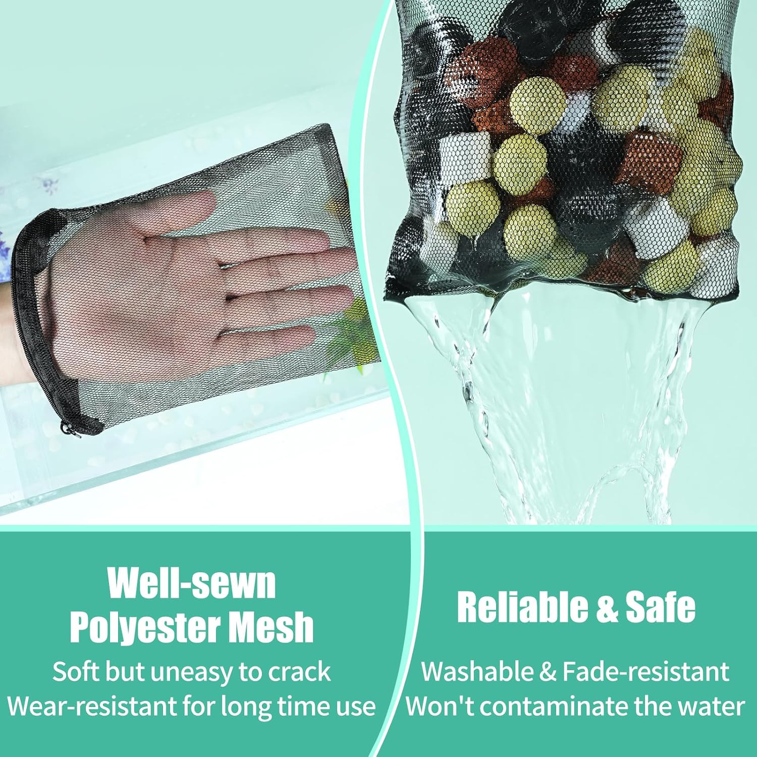 10pcs Aquarium Filter Media Bags, Fish Tank Coarse Mesh Bags with Plastic Zipper for Activated Carbon(5.5