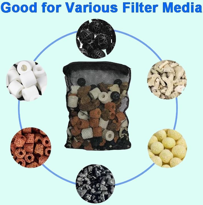 10pcs Aquarium Filter Media Bags, Fish Tank Coarse Mesh Bags with Plastic Zipper for Activated Carbon(5.5
