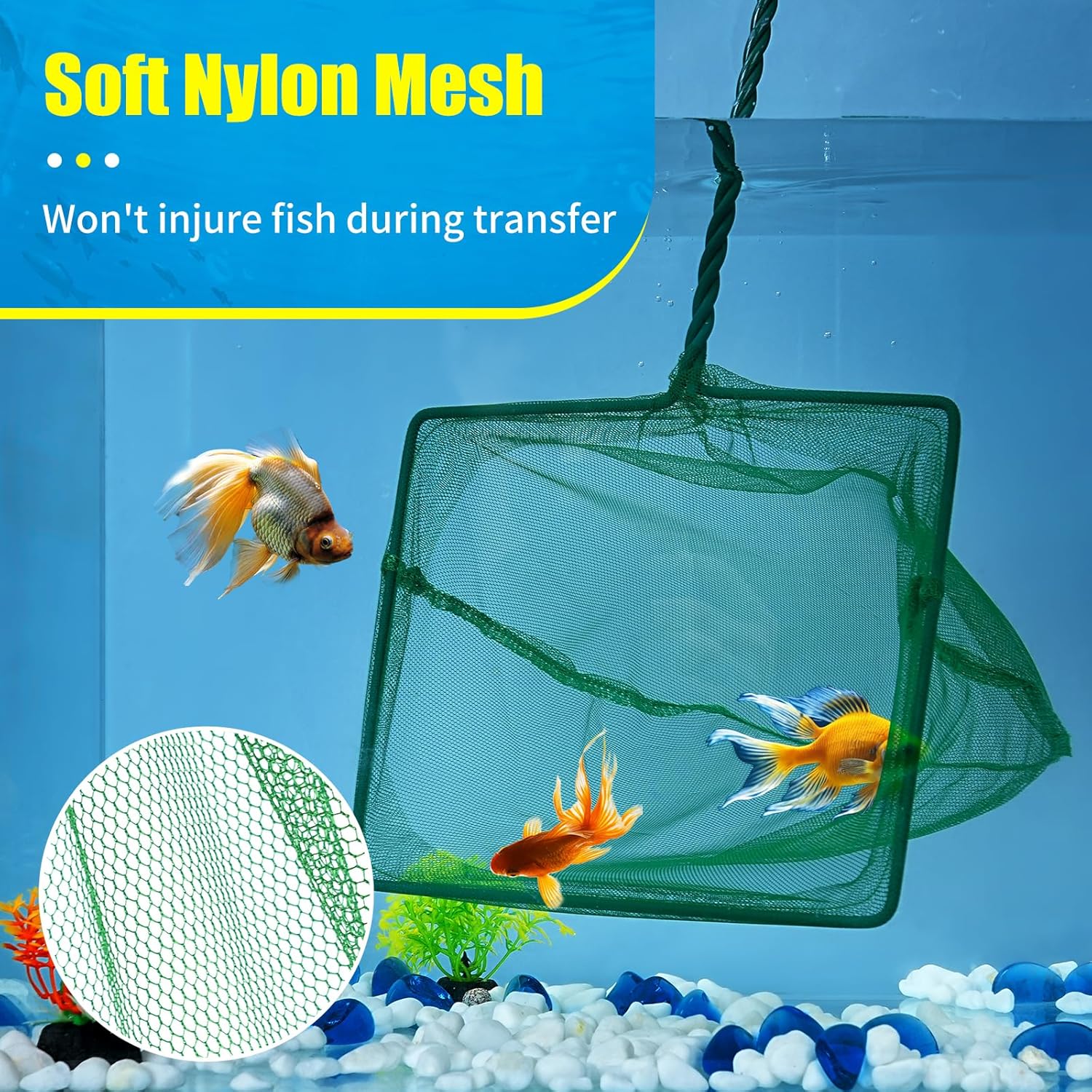 8 Inch Aquarium Fish Net, Wastes Skimming Cleaning Tool with Firm Handle for Fish Tanks Small Ponds - Image 2