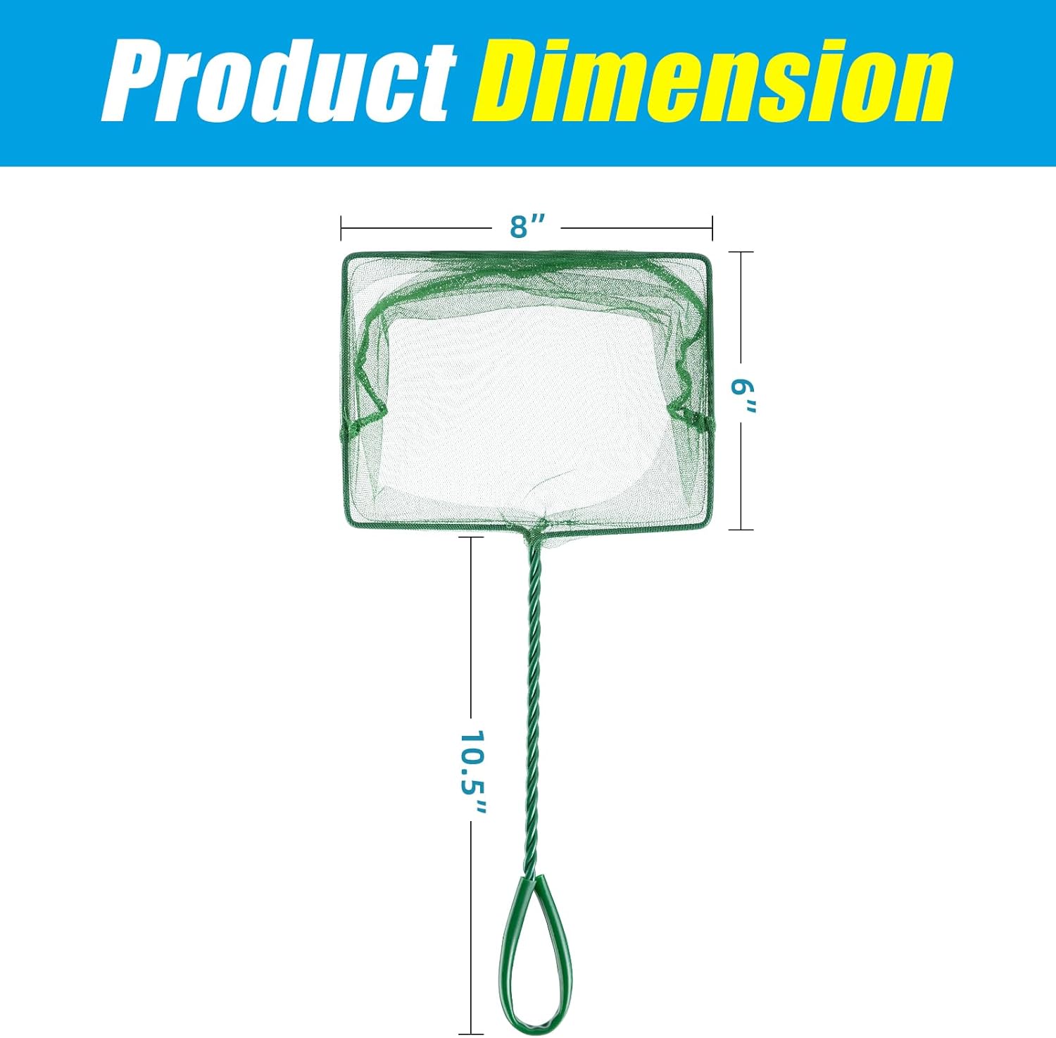 8 Inch Aquarium Fish Net, Wastes Skimming Cleaning Tool with Firm Handle for Fish Tanks Small Ponds - Image 3