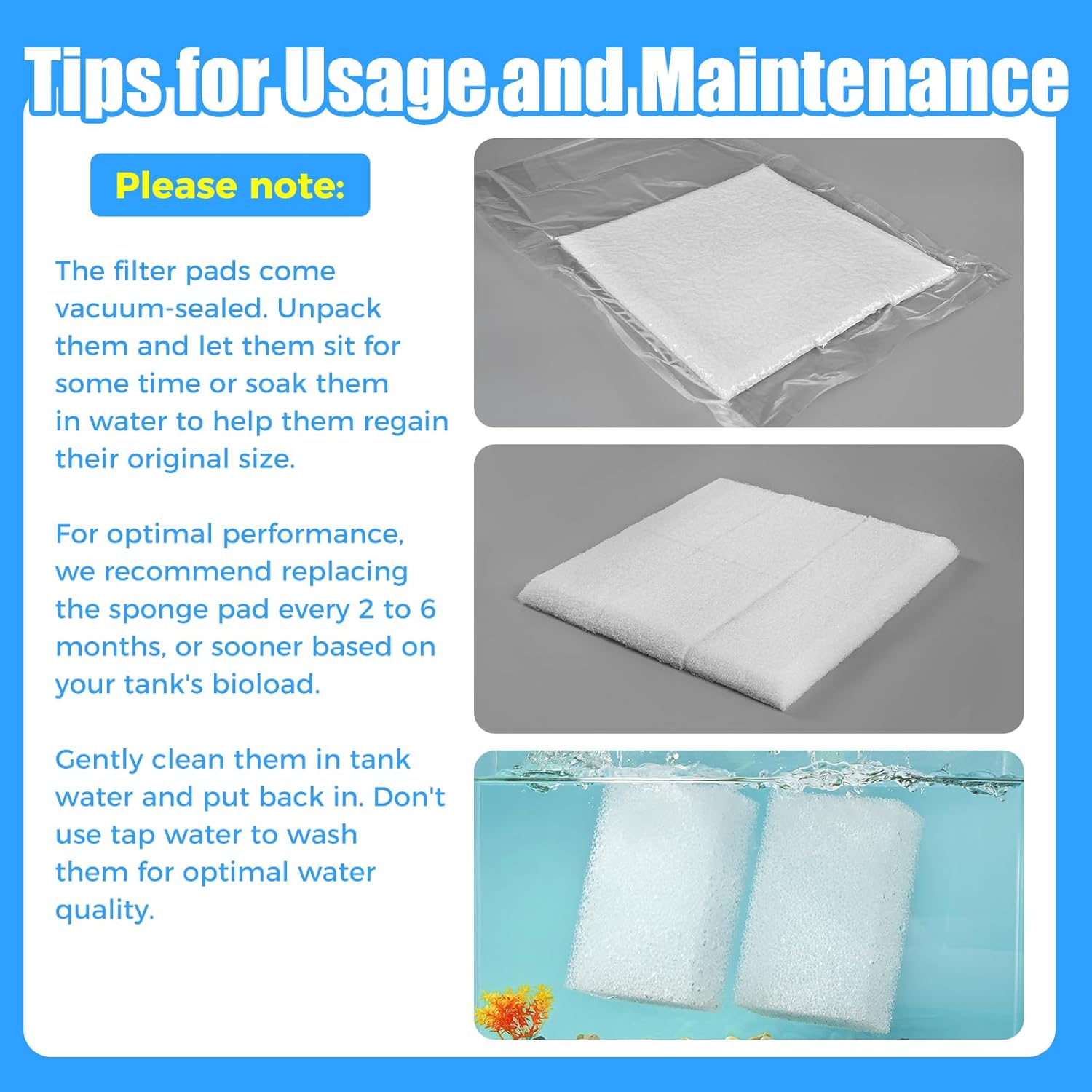 6-Pack Replacement Filter Sponge Pads, Aquarium Foam Insert Compatible with AquaClear 50, Fish Tank Filter Media - Image 5