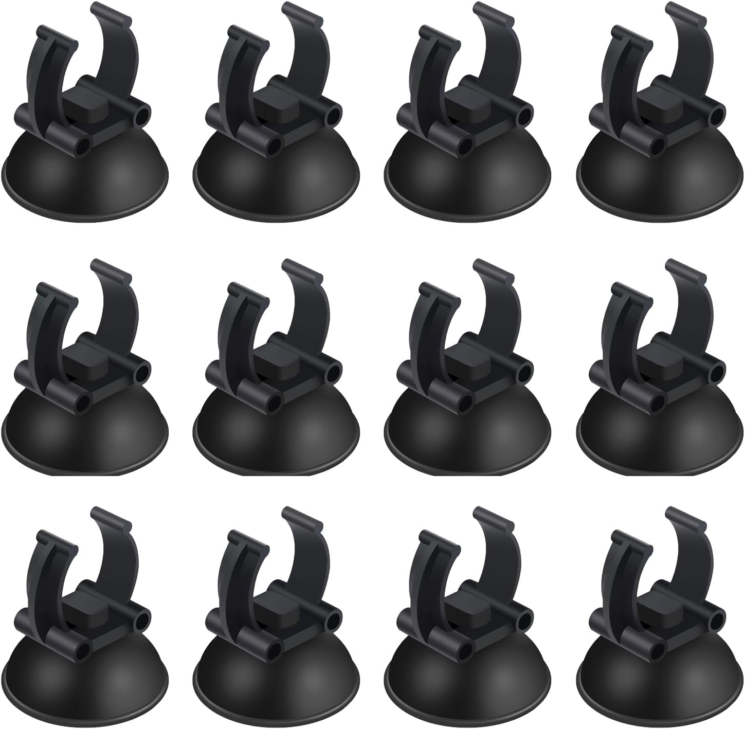 12 Pack Aquarium Suction Cups with Clip Black,for 1