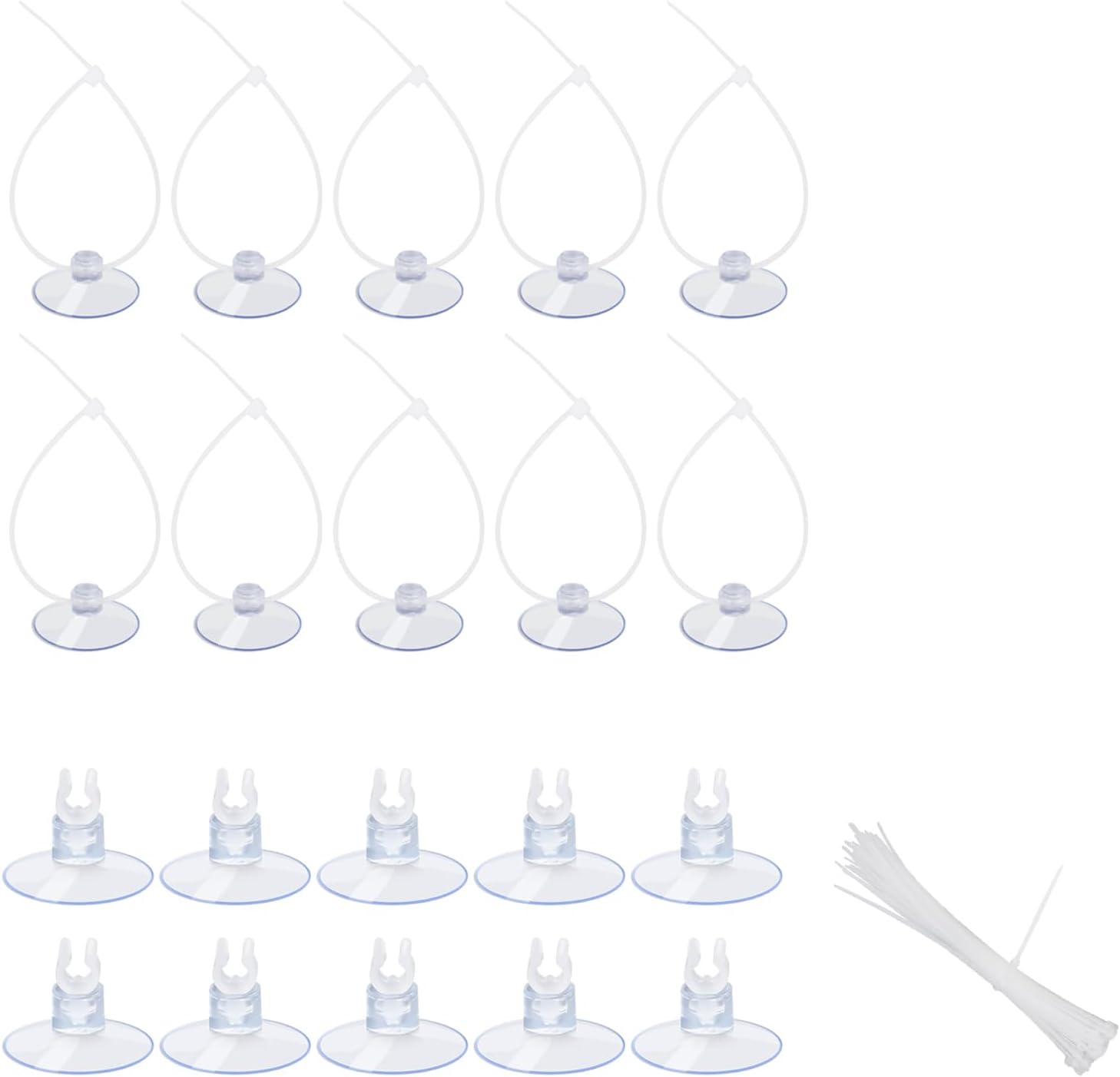 20 Pack Aquarium Suction Cups with Clips 3/16