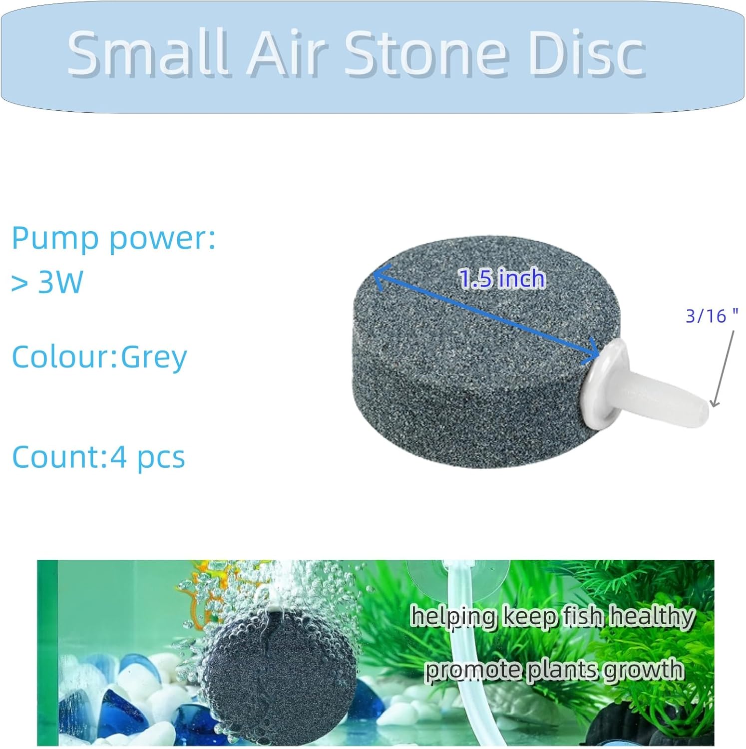 Air Stone Disc, 4 Packs, Aerator Bubble Differ, Air Pump Accessories for Hydroponics, Aquarium Fish Tank, Ponds, DWC Reservoirs and Circulation System (1.5 inch) - Image 3