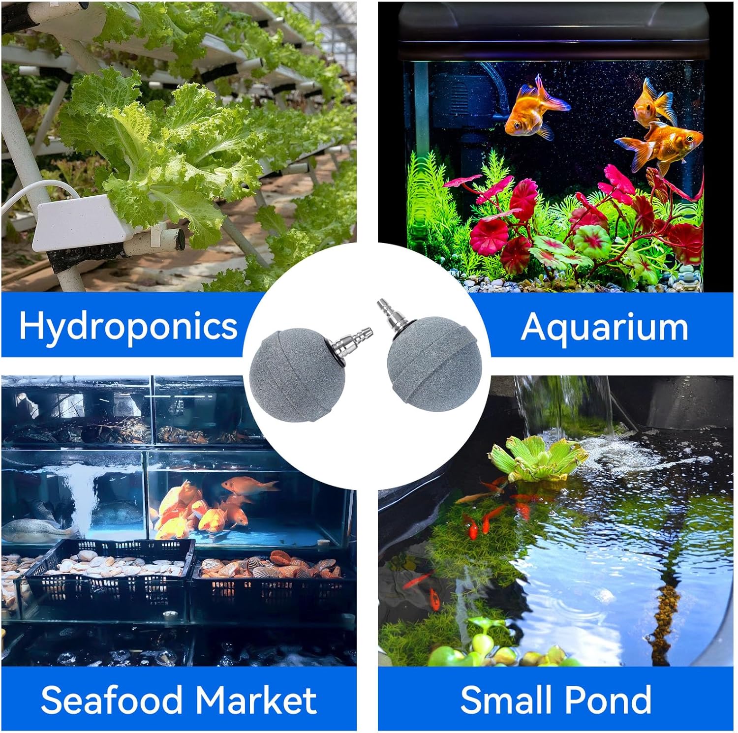 Pond Air Stone 2 Inch, Long Lasting Aerator Oxygen Differ, Air Pump Accessories for Aquarium, Fish Tank, Hydroponics, Ponds and DWC Reservoirs 2 Pack - Image 6