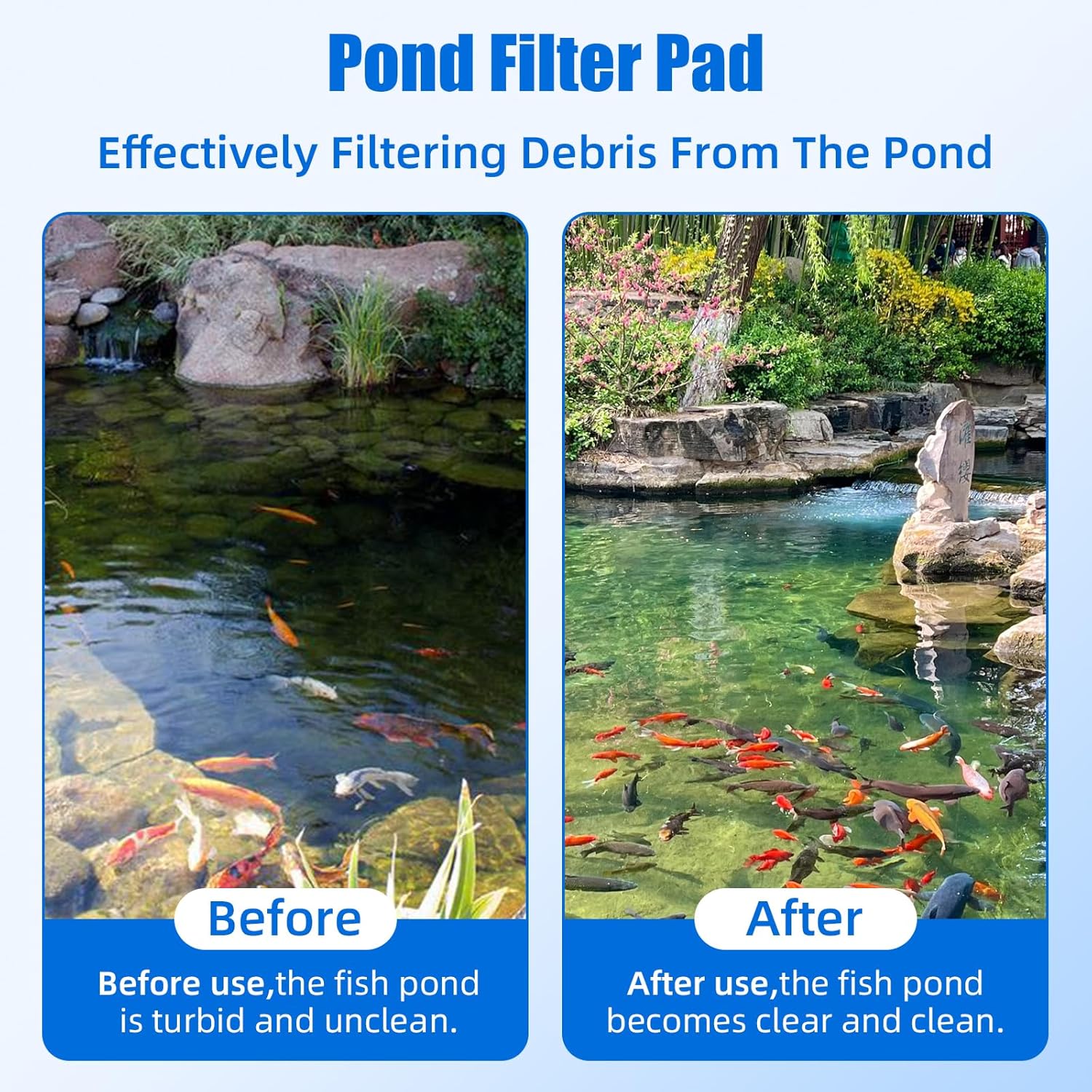 Replacement Pond Filter Pads Compatible with TotalPond 52231 and 52229 Pond Filter Box Sponge Filter Media Pad for Outdoor Koi Fish (2pcs) - Image 6