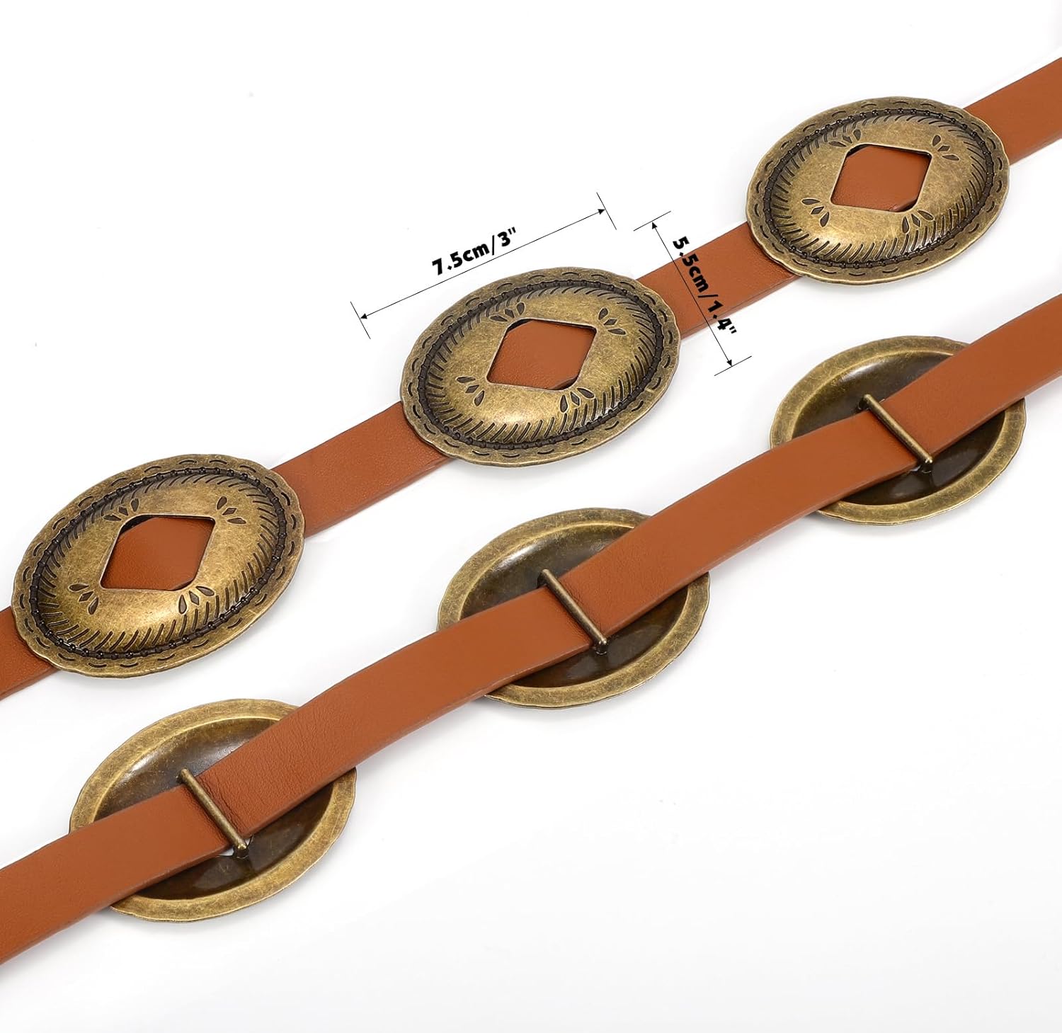 Western Belts for Woman Oval Concho Belt Cowgirl Belt Boho Disc Belt Buckle for Dress Jeans Country Concert Outfit - Image 4