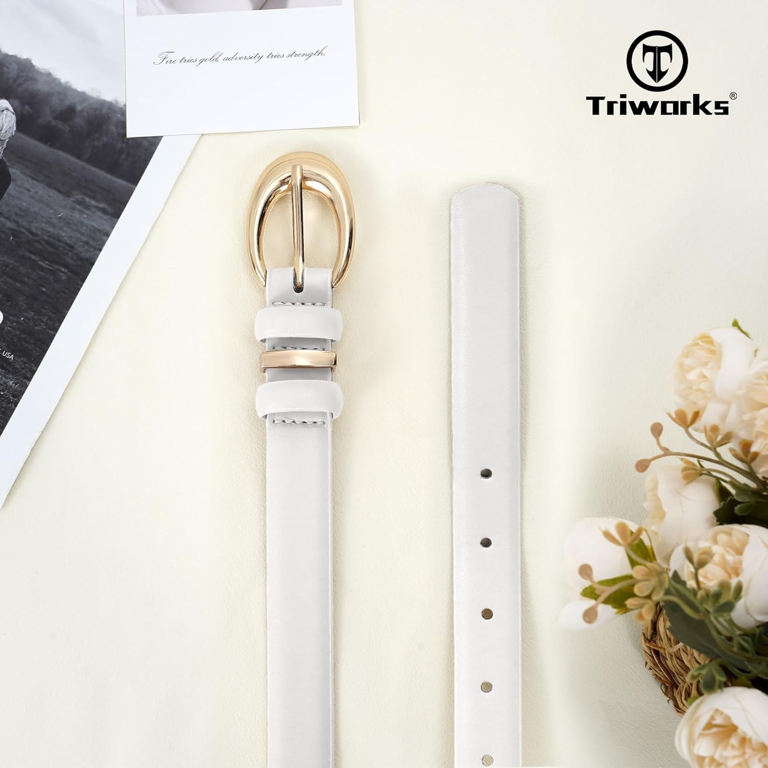 2 Pack Women Leather Belt for Jeans Pants Fashion Ladies Skinny Faux Leather Belt with Gold Buckle - Image 5