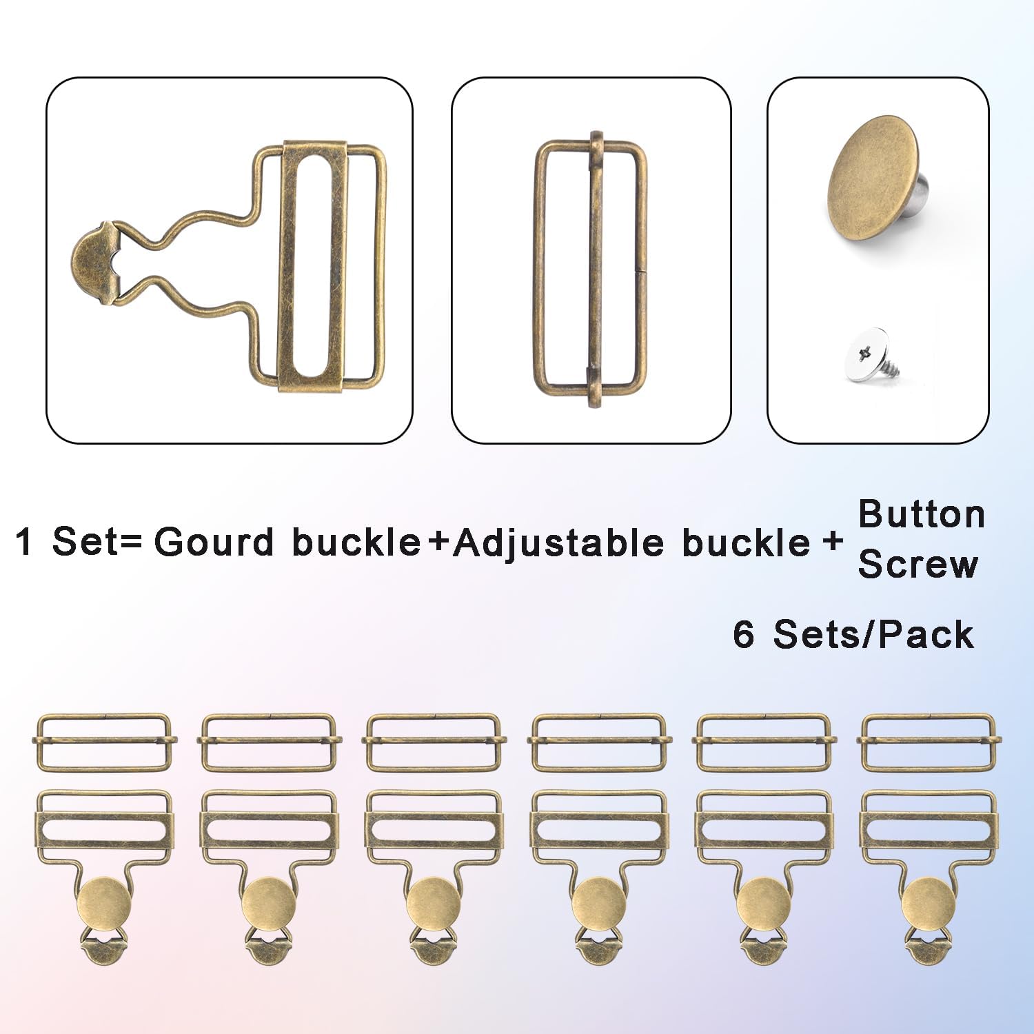 CooBigo 6 Sets Metal Overalls Buckles, 1-1/2