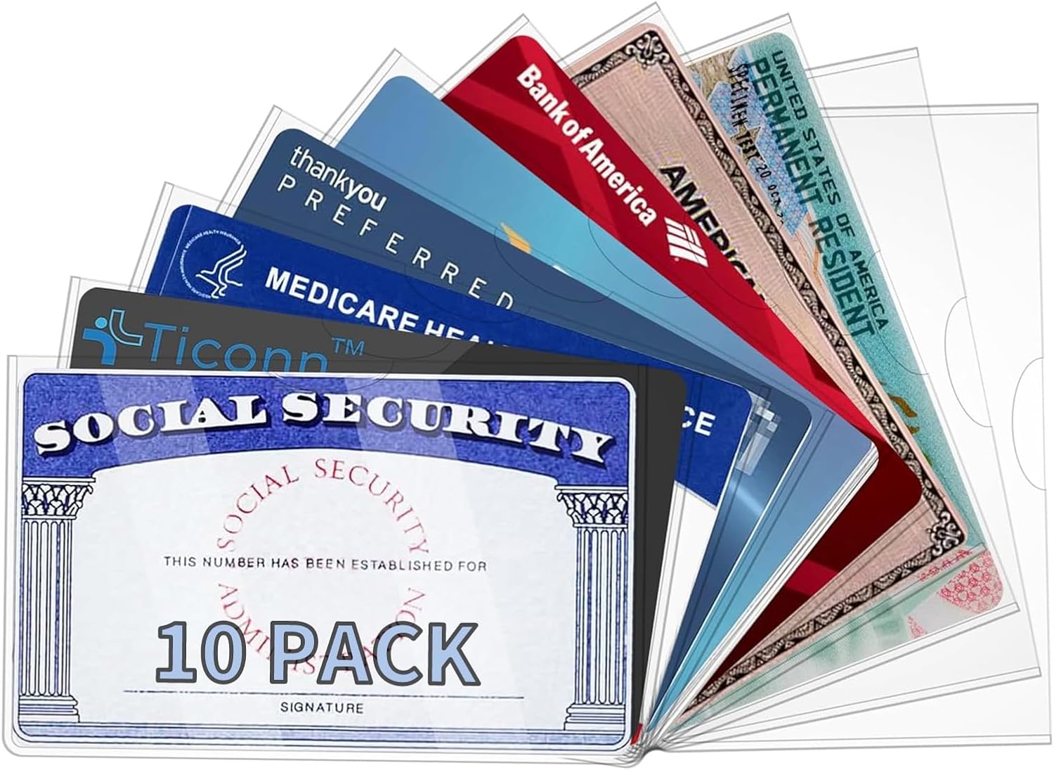 10 Pack Social Security Card Protector Medicare New Credit Card Holder,24 Mil Soft Clear Card for Waterproof SSN Card Protector，ID/Debit/Credit Card Covers Sleeve(10) - Image 1