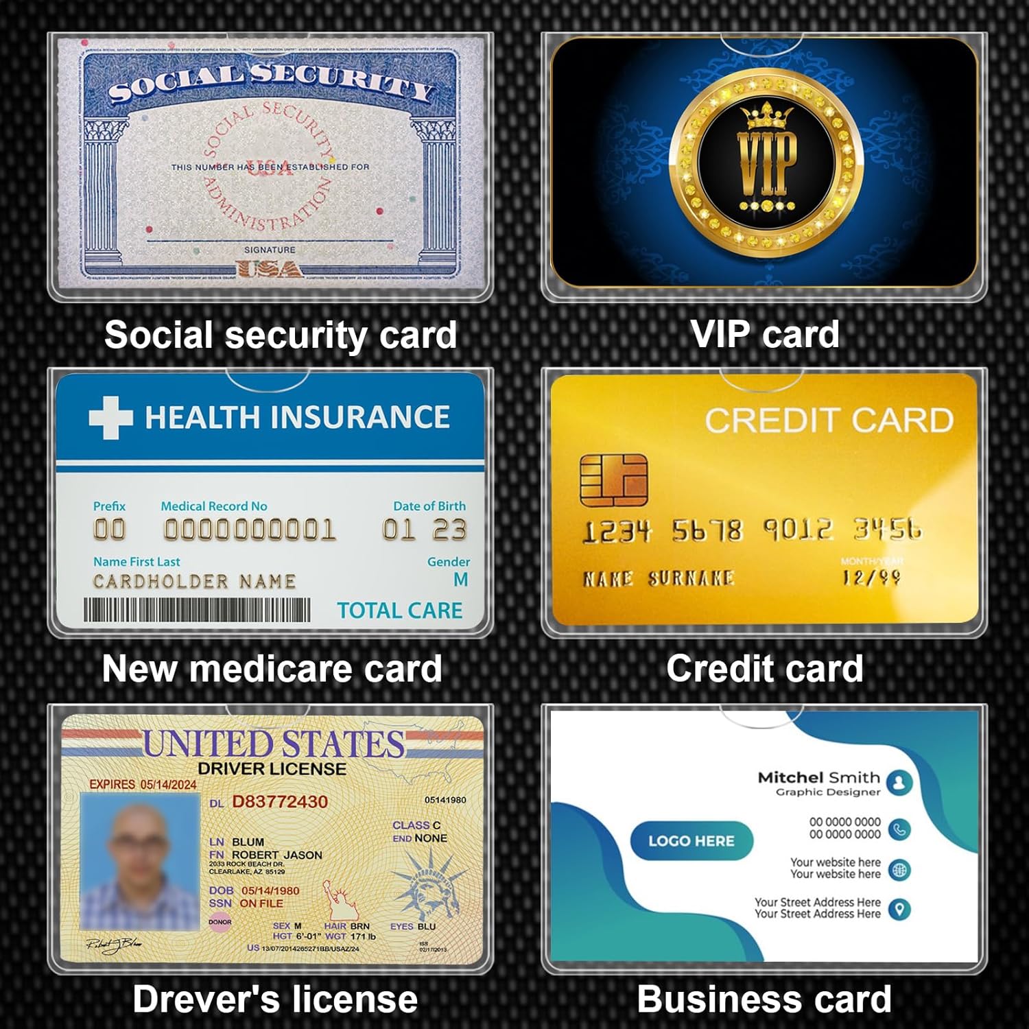 10 Pack Social Security Card Protector Medicare New Credit Card Holder,24 Mil Soft Clear Card for Waterproof SSN Card Protector，ID/Debit/Credit Card Covers Sleeve(10) - Image 6
