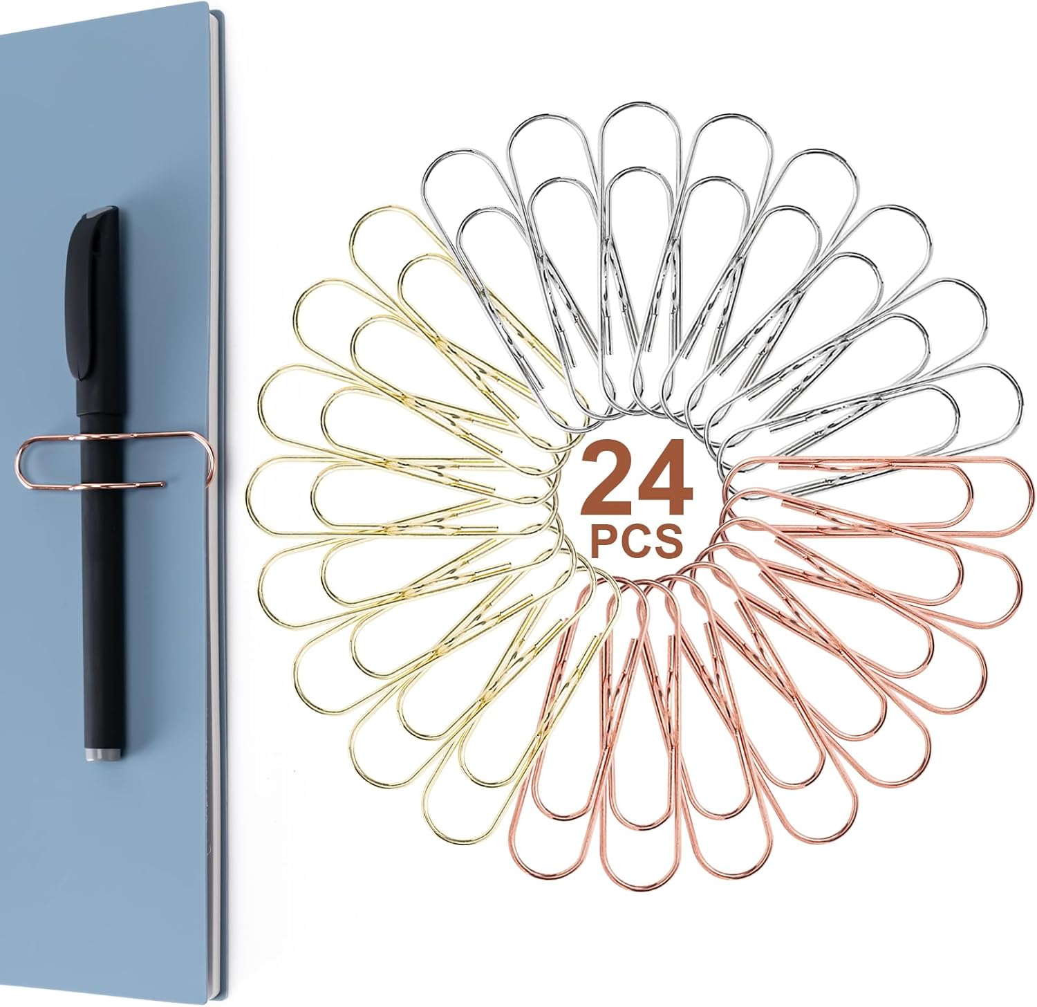 24 Pack Pen Holder for Notebook, Multi-Purpose Metal Paper Clip Pencil Holder, Easy to e for Office,School,Bank,Classroom Mt Haves,Teacher Supplies Accessories,Desk Organizer,Small Gift - Image 1