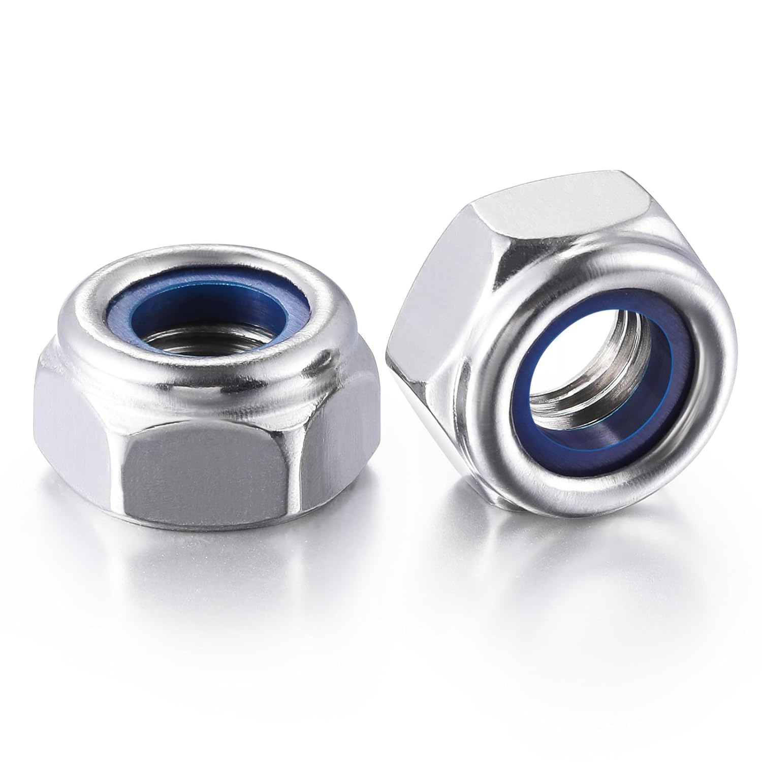 (50pcs) M8 Self Clinching Nuts 304 Stainless Steel Self-Lock Nylon Inserted Hex Lock Nuts - Image 1