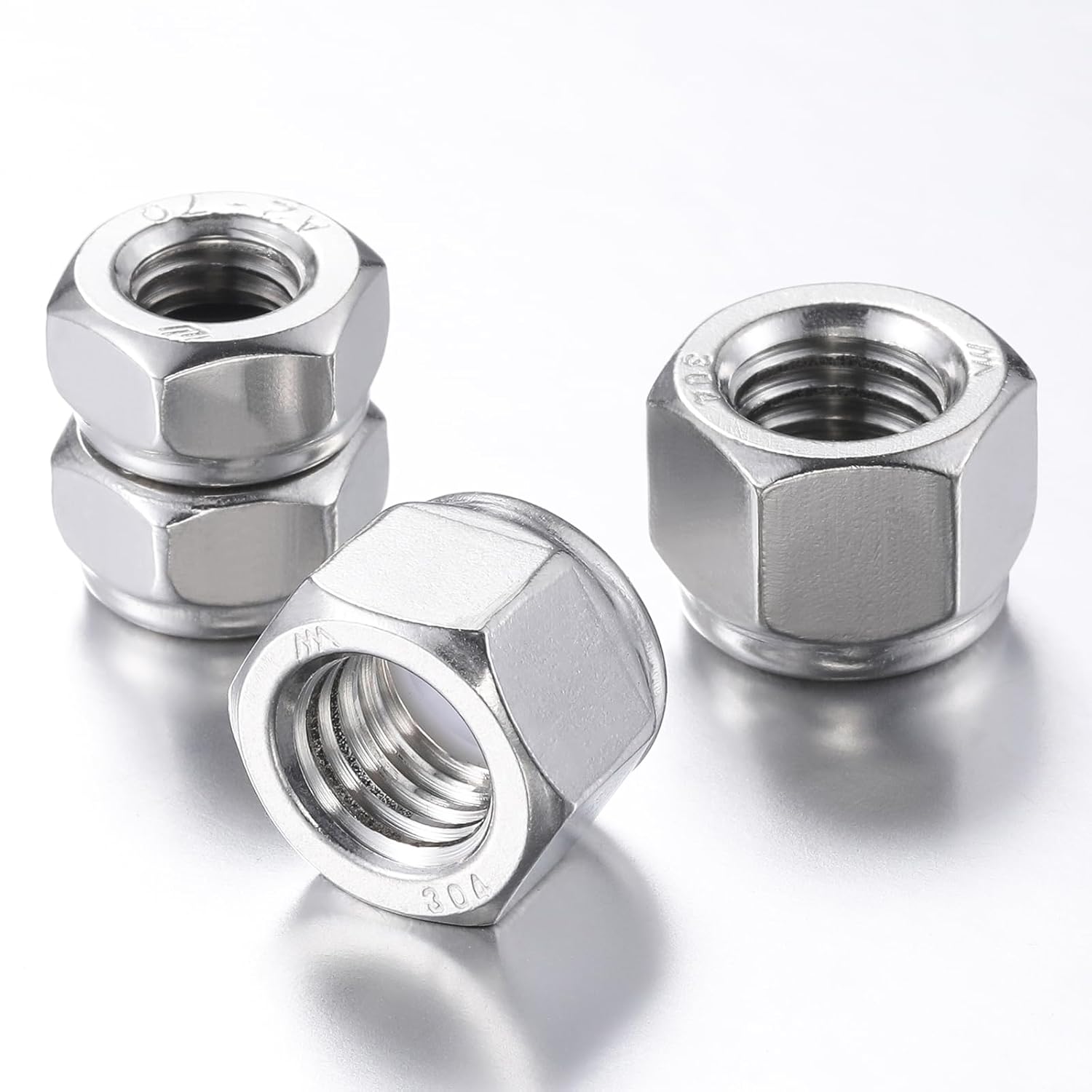 (50pcs) M8 Self Clinching Nuts 304 Stainless Steel Self-Lock Nylon Inserted Hex Lock Nuts - Image 3