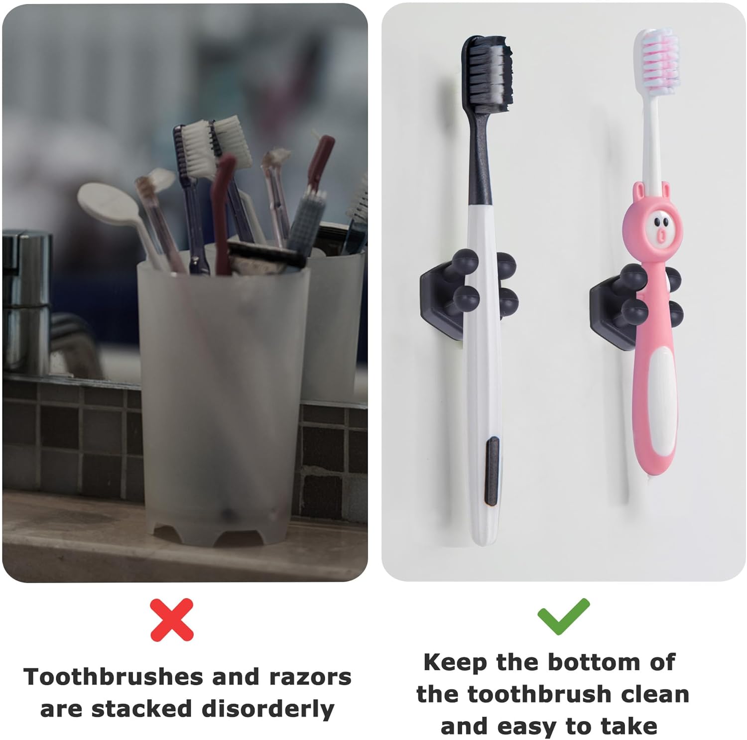 Silicone Toothbrh Holders for Bathroom - Adhesive Shower Toothbrh Holder Wall Mounted, Multi-Function Hook Waterproof Razor Holder Single Hook, Utility Plug Holder for Kitchen Living Room Office - Image 3