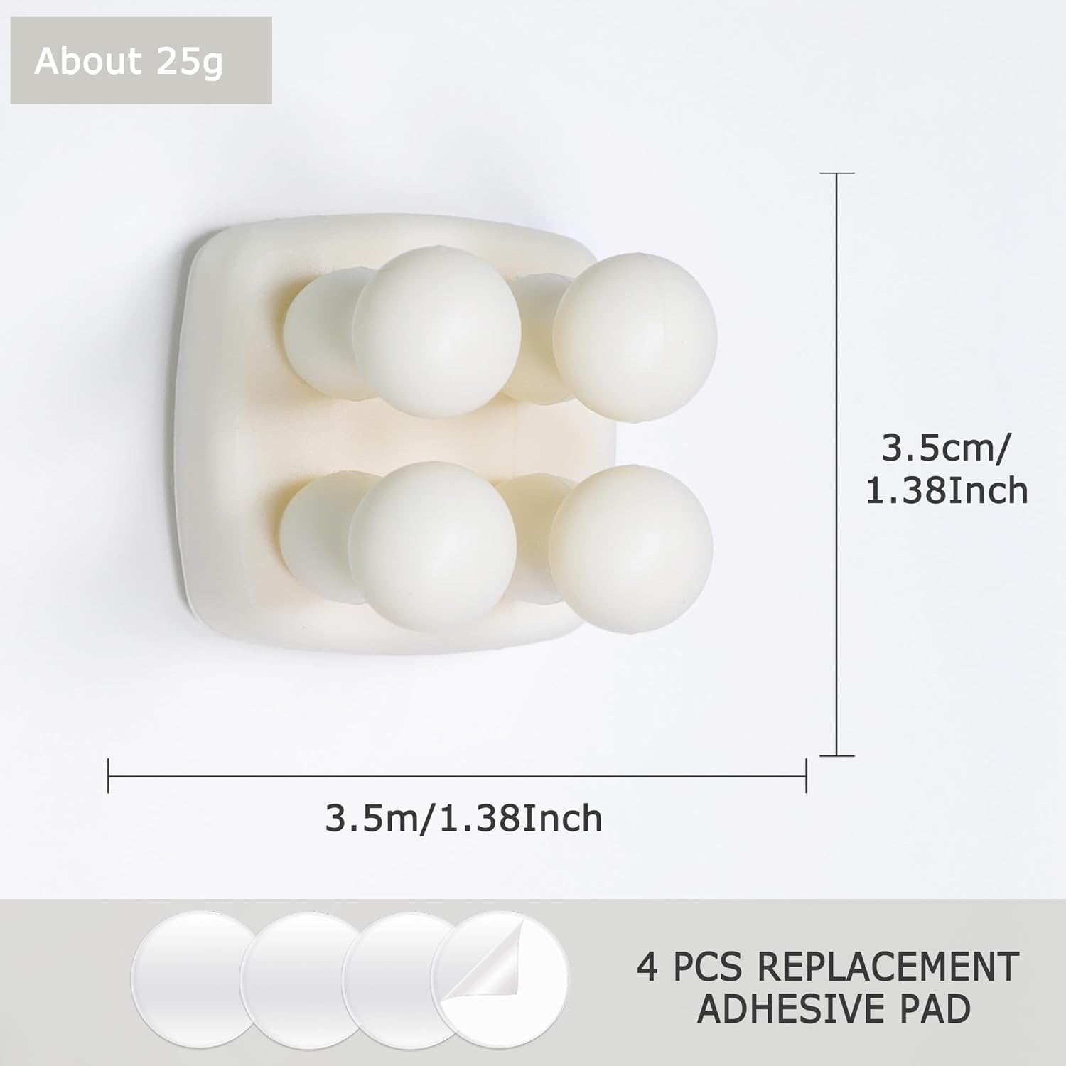 Silicone Toothbrh Holder Multi-Function Hook Waterproof self Adhesive Single Toothbrh Hook Plug Holder for Wall for Hanging Bathroom Kitchen Living Room Office (Square-Cream) - Image 4