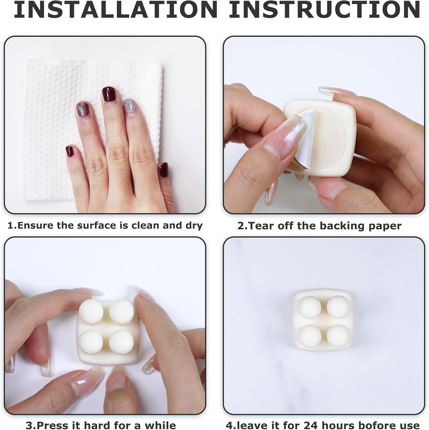 Silicone Toothbrh Holder Multi-Function Hook Waterproof self Adhesive Single Toothbrh Hook Plug Holder for Wall for Hanging Bathroom Kitchen Living Room Office (Square-Cream) - Image 6