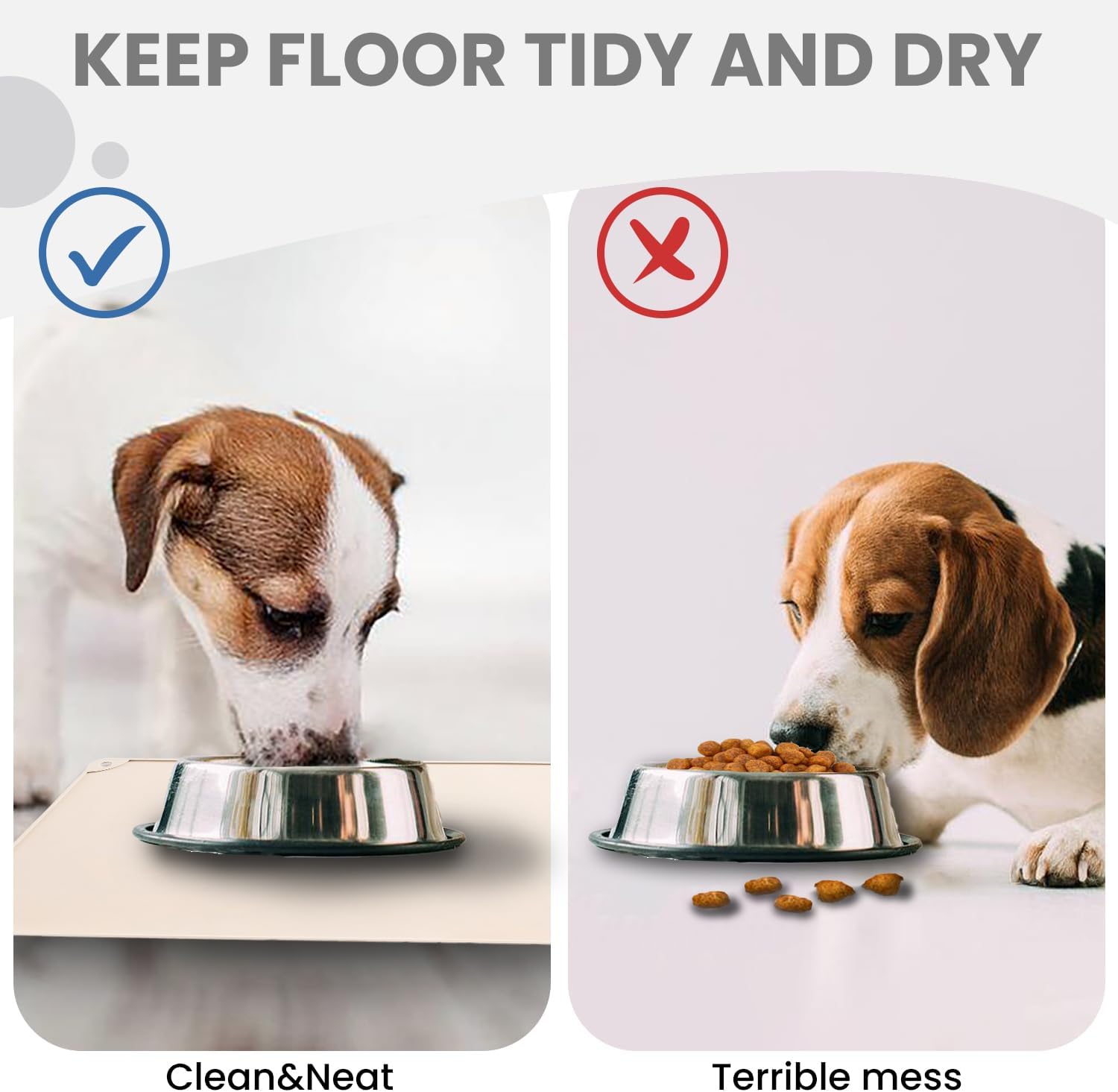 Non-Slip Waterproof Pet Feeding Mat, 20x12 Inch - Silicone Dog & Cat Food Mat with Raised Edge to Stop Food Spills and Water Spills - Dishwasher Safe, Easy Clean - Image 3