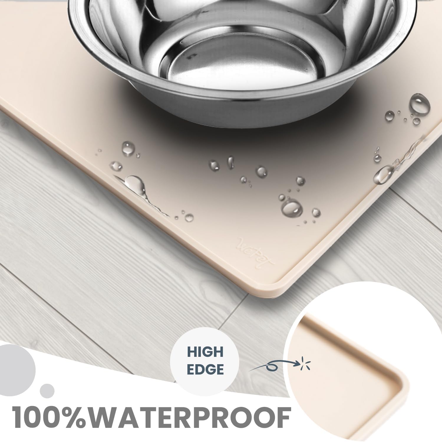 Non-Slip Waterproof Pet Feeding Mat, 20x12 Inch - Silicone Dog & Cat Food Mat with Raised Edge to Stop Food Spills and Water Spills - Dishwasher Safe, Easy Clean - Image 4