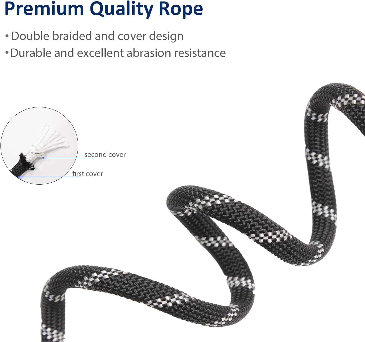 Dog Training Slip Leash, No Pull, Durable Reflective Lead, Puppy Heavy Duty Loop Rope, Comfortable Handle, 6 ft, 3/8 inch, diam. Black/White - Image 4