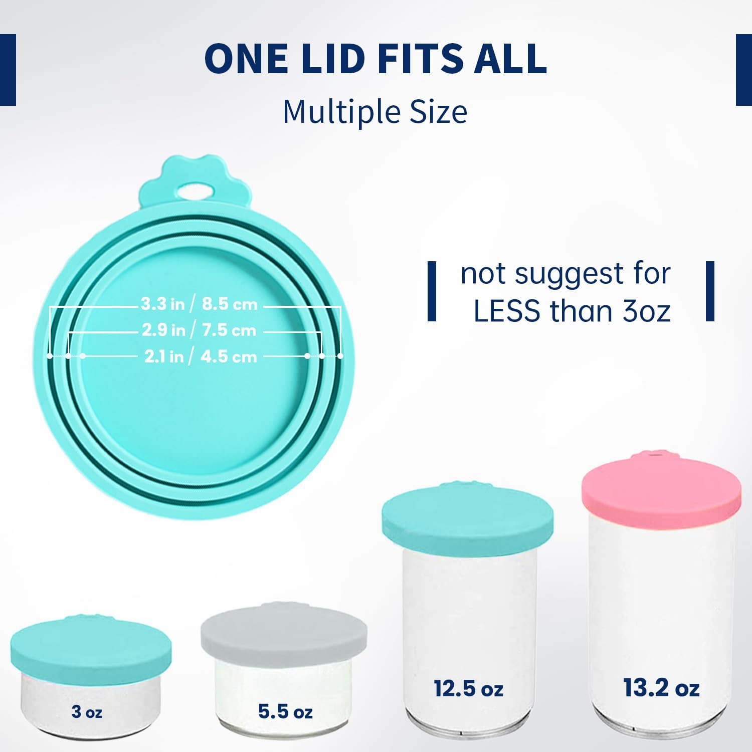 Pet Food Can Covers, Silicone Lids, BPA Free, Dishwasher Safe, Fit Most Standard Size Canned Cat and Dog Food, 3oz/5.5oz/12.5oz/13.2oz, Cool Grey/Rose Pink/Turquoise - Image 3