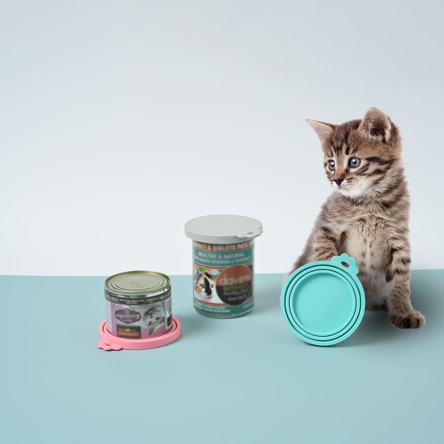 Pet Food Can Covers, Silicone Lids, BPA Free, Dishwasher Safe, Fit Most Standard Size Canned Cat and Dog Food, 3oz/5.5oz/12.5oz/13.2oz, Cool Grey/Rose Pink/Turquoise - Image 6