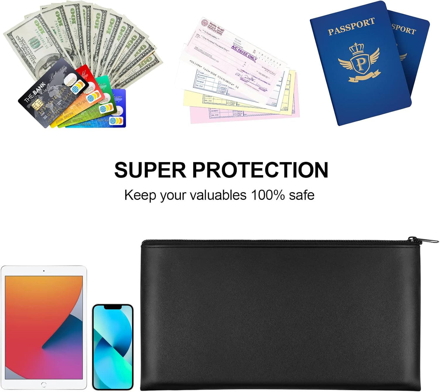 2 Pieces Money Bags with Zipper, 11x6.1 inch Money Pouch, Bank Bag, Cash Bag, Check Wallet, Cosmetics - Image 6