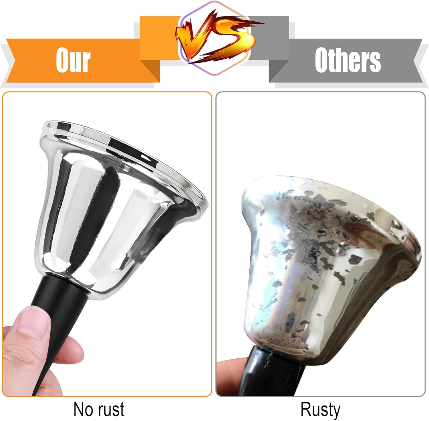 2 Pack Hand Bell, Silver Steel Bell, Ringing Bell with Handle, Dinner Bells for Inside Classroom Bell, for Food Line, Alarm, Jingles, Ringing (Silver) - Image 3