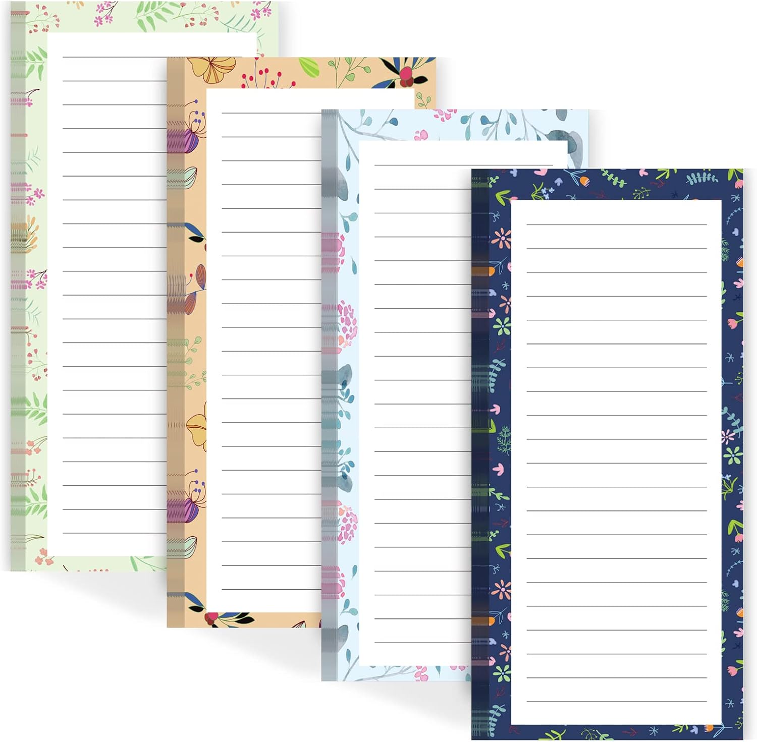 Magnetic Notepads for Refrigerator - Flower Design, 50 Sheets Per Pad, 4 Pack Memo Pads for Grocery Lists and To-Dos - Image 1