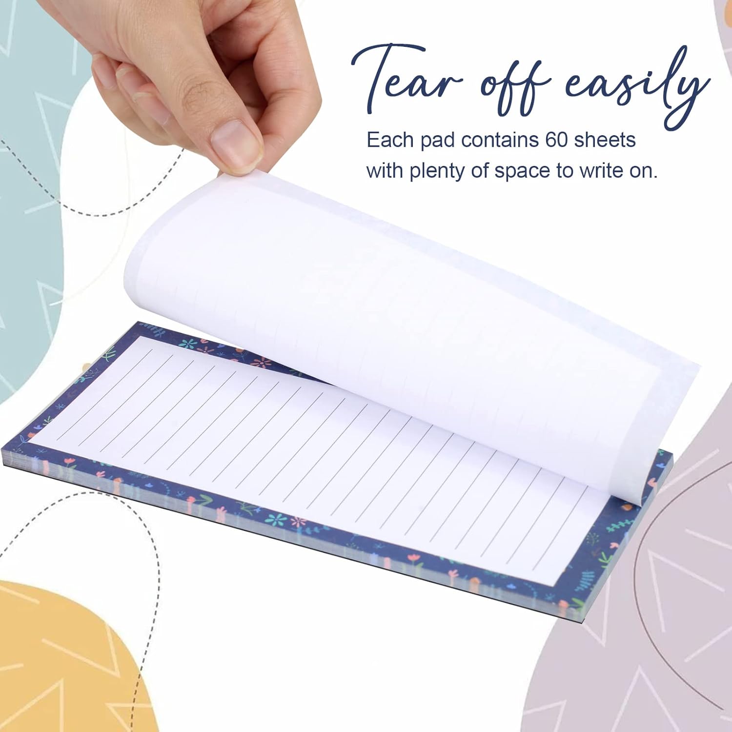 Magnetic Notepads for Refrigerator - Flower Design, 50 Sheets Per Pad, 4 Pack Memo Pads for Grocery Lists and To-Dos - Image 4