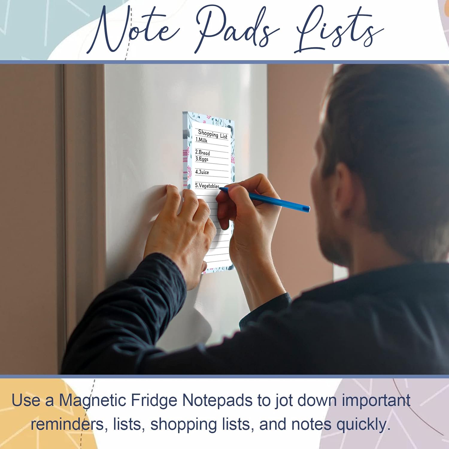 Magnetic Notepads for Refrigerator - Flower Design, 50 Sheets Per Pad, 4 Pack Memo Pads for Grocery Lists and To-Dos - Image 6
