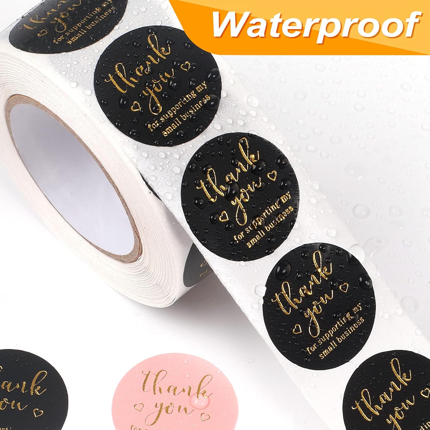 Thank You Round Stickers for Supporting My Small Biness Adhesive Labels, 3-Color, 1inch (2000Pcs, 4 Rolls, Each roll 500Pcs) - Image 5