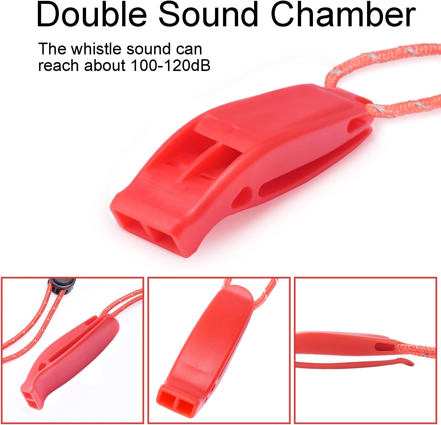CooBigo 4Pcs Emergency Whistles, Loud Shrill Safety Whistle with Reflective Lanyard for Climbing Hiking Camping Boat Kayak - Image 3