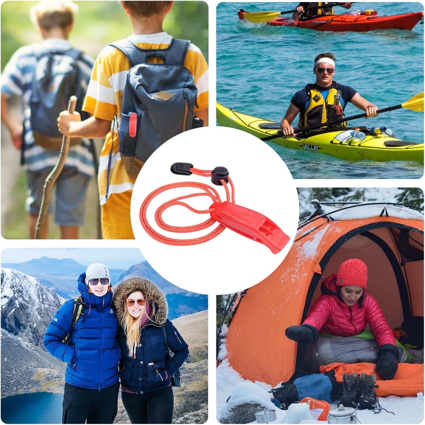 CooBigo 4Pcs Emergency Whistles, Loud Shrill Safety Whistle with Reflective Lanyard for Climbing Hiking Camping Boat Kayak - Image 7