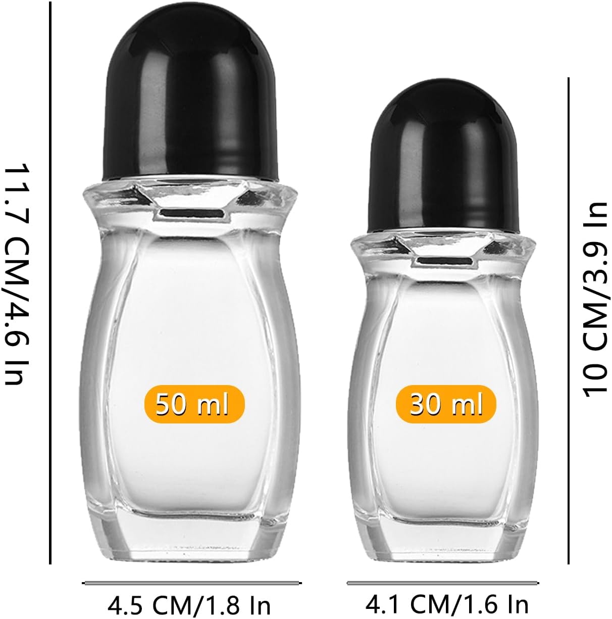 2PCS Glass Empty Roller Bottles with Plastic Roller Ball, Deodorant Roll On Bottles Containers Leak Proof Massage Roller Ball Bottles with Cap For Essential Oils Perfume Cosmetics (30ml+50ml) - Image 2