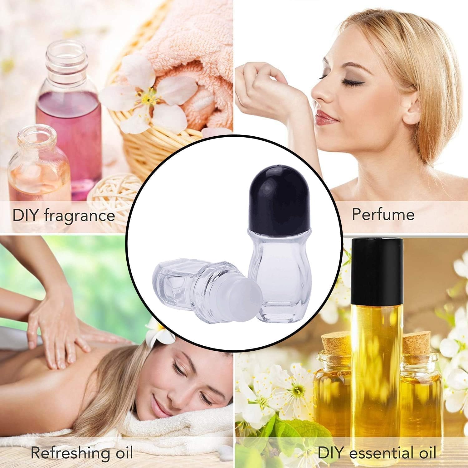2PCS Glass Empty Roller Bottles with Plastic Roller Ball, Deodorant Roll On Bottles Containers Leak Proof Massage Roller Ball Bottles with Cap For Essential Oils Perfume Cosmetics (30ml+50ml) - Image 5
