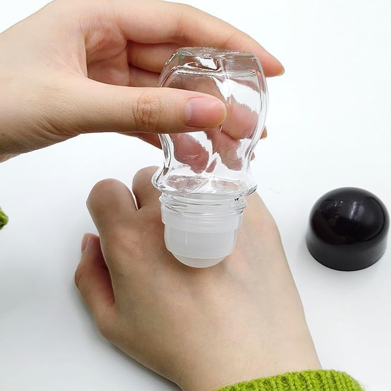 2PCS Glass Empty Roller Bottles with Plastic Roller Ball, Deodorant Roll On Bottles Containers Leak Proof Massage Roller Ball Bottles with Cap For Essential Oils Perfume Cosmetics (30ml+50ml) - Image 7