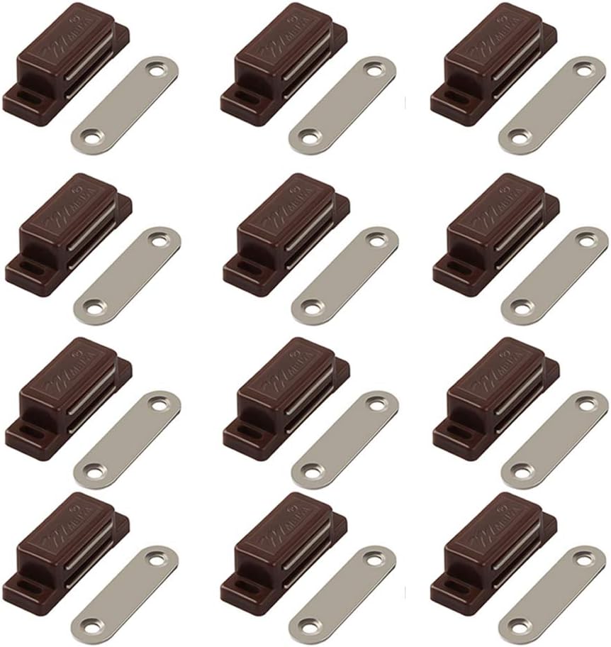 Cabinet Magnetic Latch - 12 Pack Brown Cabinet Door Magnets Catch for Closure Cupboards Drawers Kitchen Bathroom and Shutters - Image 1