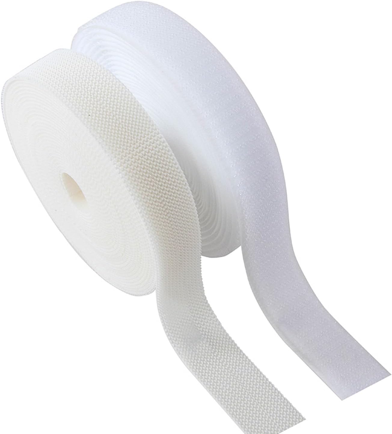 Sew on Hook and Loop Strips 3/4in x 5yd | Easy to Sew | Excellent Grip | Non-Adhesive Back Nylon Strips Fabric Fastener Non-Adhesive Interlocking Tape for Clothing Sewing Crafts and DIY, White - Image 1