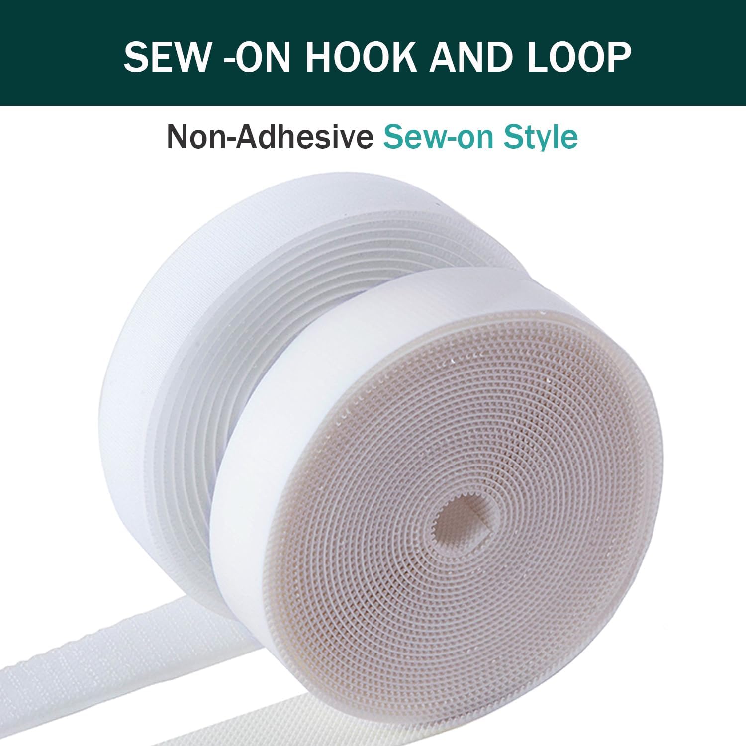 Sew on Hook and Loop Strips 3/4in x 5yd | Easy to Sew | Excellent Grip | Non-Adhesive Back Nylon Strips Fabric Fastener Non-Adhesive Interlocking Tape for Clothing Sewing Crafts and DIY, White - Image 4