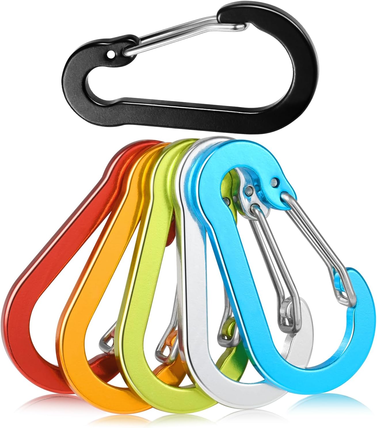 6pcs Aluminum Small Carabiner Clip, 2 Inch Carabiner Keychain Clasp Spring D Ring for Hanging Home KeyRings Hook Paracord Lanyard Keychain Pet Collar Hiking Camping Fishing Accessories (Assorted) - Image 1