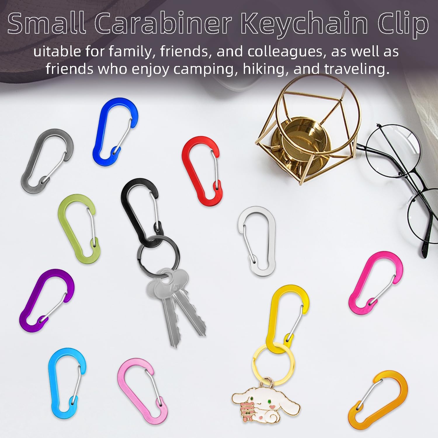6pcs Aluminum Small Carabiner Clip, 2 Inch Carabiner Keychain Clasp Spring D Ring for Hanging Home KeyRings Hook Paracord Lanyard Keychain Pet Collar Hiking Camping Fishing Accessories (Assorted) - Image 6