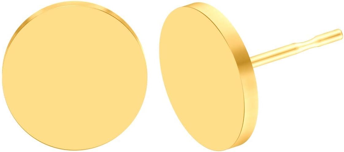 Stud Earrings Flat Post Earrings Circle Piercing Disc Stainless Dot Earrings for Women (2-10mm, Gold, 1-3 Pairs) - Image 1