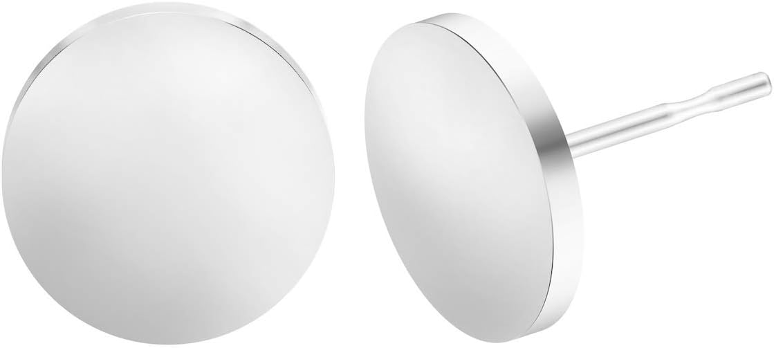 Stud Earrings Flat Circle Piercing Dot Earrings Stainless Disc Post Earrings for Women (2-10mm, Silver, 1-3 pairs) - Image 1