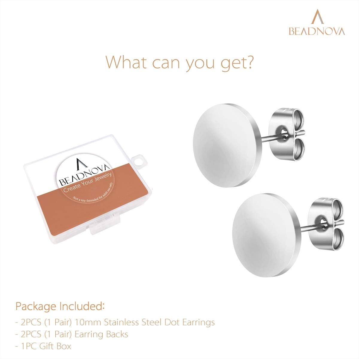 Stud Earrings Flat Circle Piercing Dot Earrings Stainless Disc Post Earrings for Women (2-10mm, Silver, 1-3 pairs) - Image 2