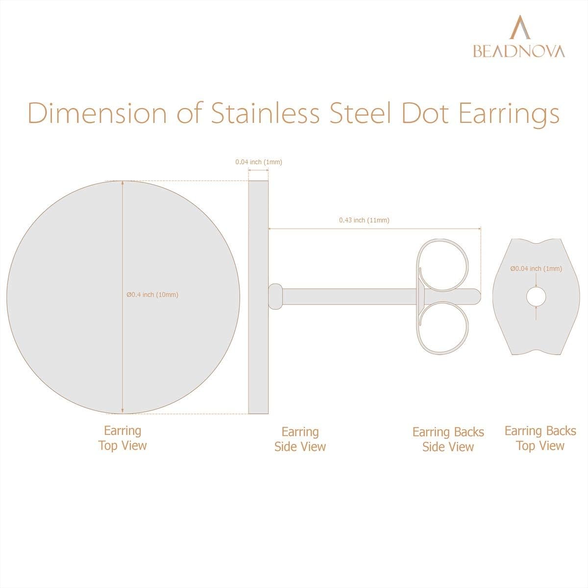 Stud Earrings Flat Circle Piercing Dot Earrings Stainless Disc Post Earrings for Women (2-10mm, Silver, 1-3 pairs) - Image 3