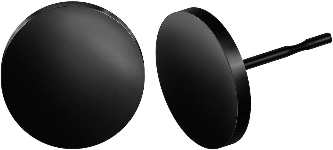 Stainless Steel Stud Earrings Flat Circle Dot Earrings Fake Plugs Black Stud Piercing Post Earrings Fake Gauges for Men (2-10mm, Black, 1-3 pairs) - Image 1